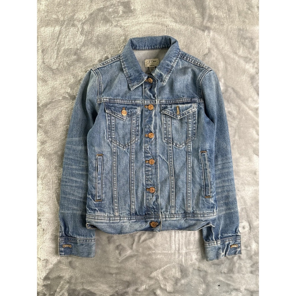 J Crew Blue Denim Jacket Womens PXXS Jean Classic Fall Staple Basic Capsule